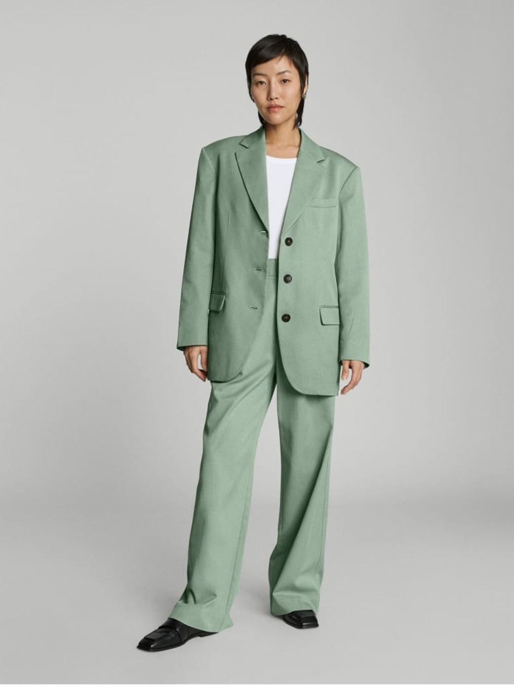 Everlane 6 Pant Suit Mint Green Relaxed Fit 80s Office Colorful Preppy Modern